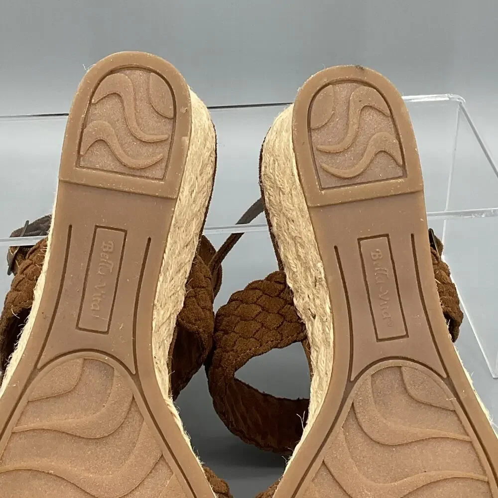 NEW Bella Vita Women’s Mariela Espadrille Wedge Sandals Brown Size 11W